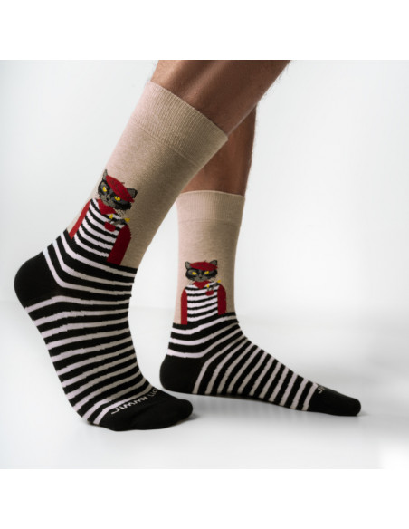 chaussette chat artiste rigolo