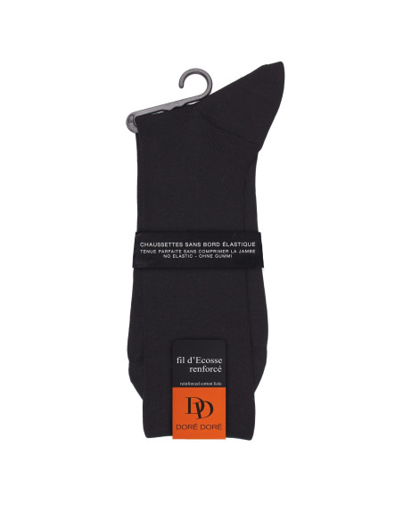 Doré Doré Chaussettes unies Chaussette sans bord élastique en fil d'Ecosse - noir