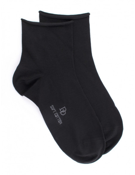 Doré Doré Socquettes unies et fantaisies SOCQUETTE CONFORT FEMME COTON EGYPTIEN - Noir