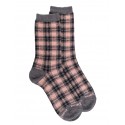 Socks Tartan - pink and grey - 36/41