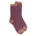 Socks Tartan - brown and purple - 36/41