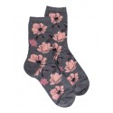 Socks flowers - grey and pink- 36/41