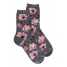 Chaussettes fantaisies Socks flowers - grey and pink- 36/41
