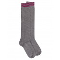 Knee High Socks - Wool - Grey / Purple