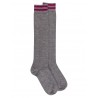 Mi-bas fantaisies Knee High Socks - Wool - Grey / Purple