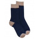 Bicolor Socks - Navy blue / Beige