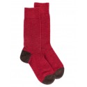 Fleece wool socks - Ponceau / Café