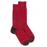 Plain socks Fleece wool socks - Ponceau / Café
