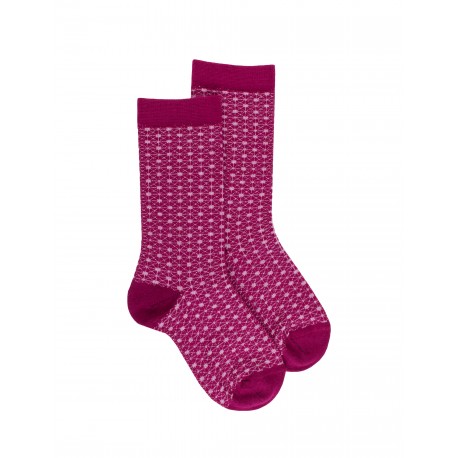Chaussettes unies & fantaisies Merino wool socks - Pink