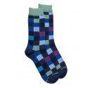 BLUE AND GREEN FANCY COTTON SOCKS