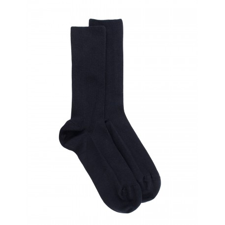 Chaussettes unies Cotton elastic borderless sock navy