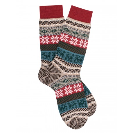 Fancy socks Wool Socks - Christmas Pattern - Beige