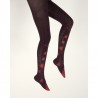 Collants unis et fantaisies Cotton Tights, burgundy and flowers, made in France