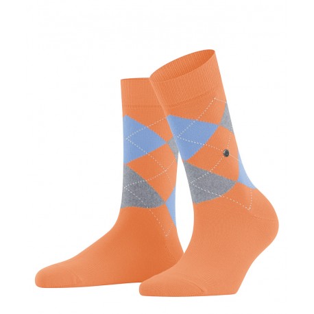 Chaussettes fantaisies Burlington Socks, Queen collection, Light Blue and orange