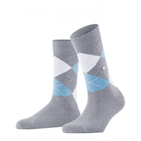 Chaussettes fantaisies Burlington Socks, Queen collection, grey and light blue