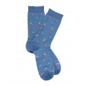 Cotton Lisle Socks - Birds - Blue