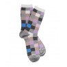 Chaussettes fantaisies Cotton Socks - Damier - grey and purple