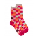 Cotton Socks - Damier - red and orange