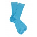 Cotton lisle ribbed socks - women - light blue