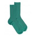 Cotton lisle ribbed socks - women - mint