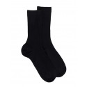 Cotton lisle ribbed socks - women - black