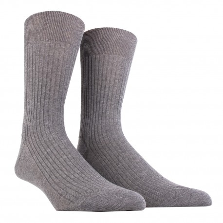 Doré Doré Plain socks MEN SOCK 100% MERCERISED COTTON LISLE RIBBED SOCK - grey