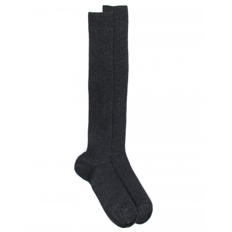 Doré Doré Plain high-knee for man Knee-high sock - Timeless - Merinos wool - grey