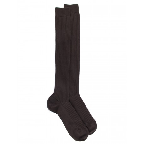 Doré Doré Plain high-knee for man Knee-high sock - Timeless - Merinos wool - brown