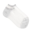 Short women sock - Transparent - Lurex top, heel and toe - silver