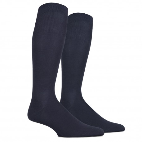 Doré Doré Plain high-knee for man Knee-high men sock - Fineness - Cotton lisle - navy blue