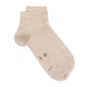 Men's fine gauge cotton lilsle ankle socks - beige