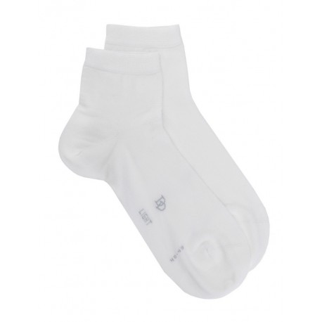 Doré Doré Socquettes unies Men's fine gauge cotton lilsle ankle socks - white