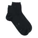 Men's fine gauge cotton lilsle ankle socks - Black
